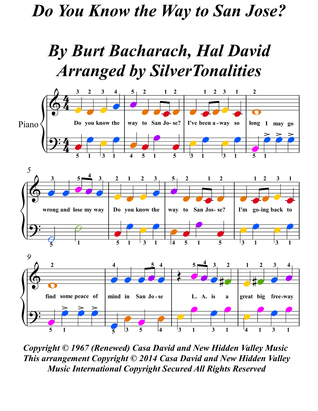 Do You Know The Way To San Jose (arr. SilverTonalities)
