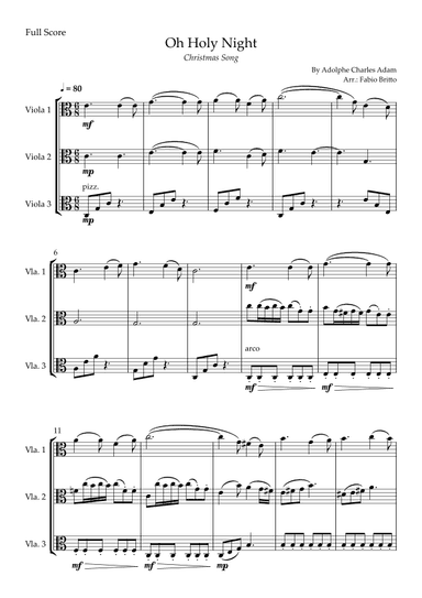 Oh Holly Night (Christmas Song) for Viola Trio (arr. Fabio Britto)