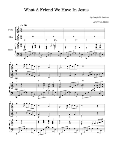 What A Friend We Have In Jesus (Flute and Oboe Duet with Piano) (arr. Tyler Adams)