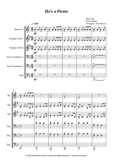 He's A Pirate (arr. João Marcos Maciel)