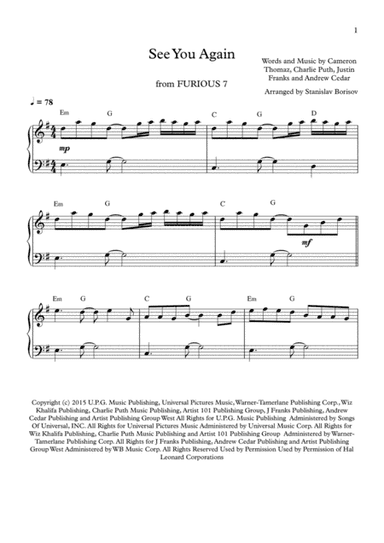 See You Again from FURIOUS 7 (arr. Stanislav Borisov)