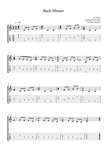 Bach Minuet For Guitar (arr. John Murphy)