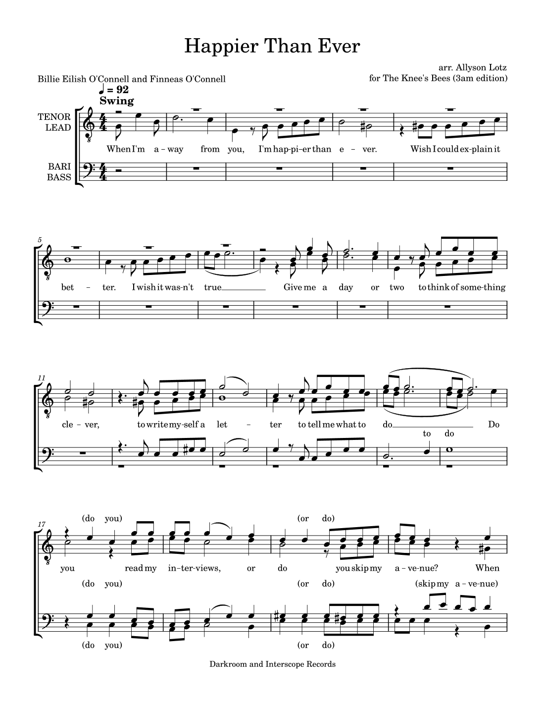 Happier Than Ever (arr. Allyson Lotz)