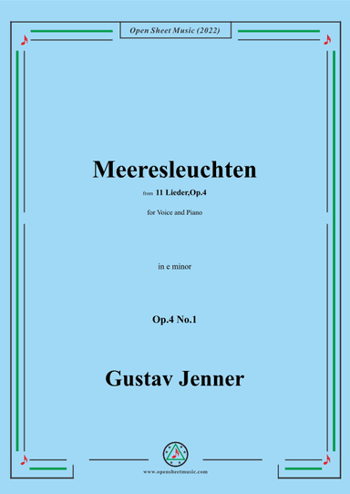 Jenner-Meeresleuchten,in e minor,Op.4 No.1 (arr. OSM Press)