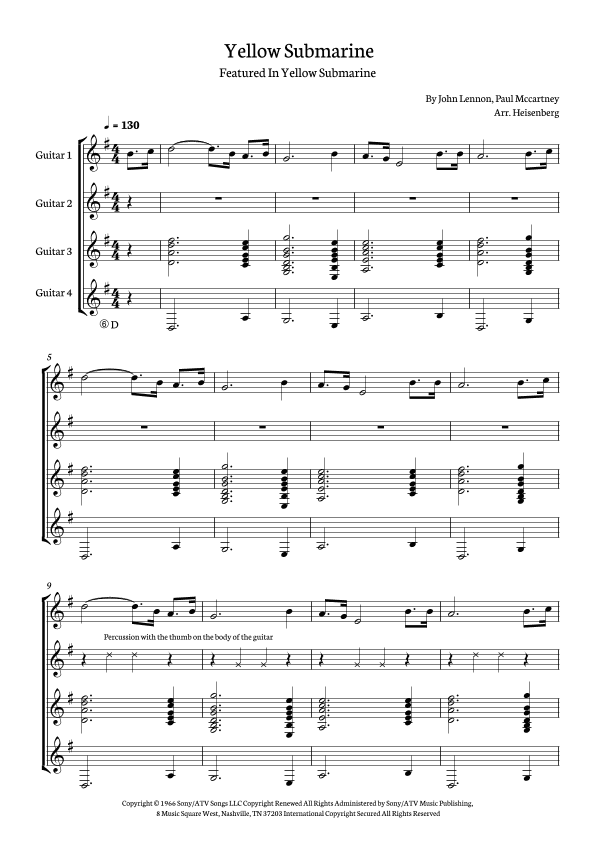 Yellow Submarine (arr. Heisenberg)