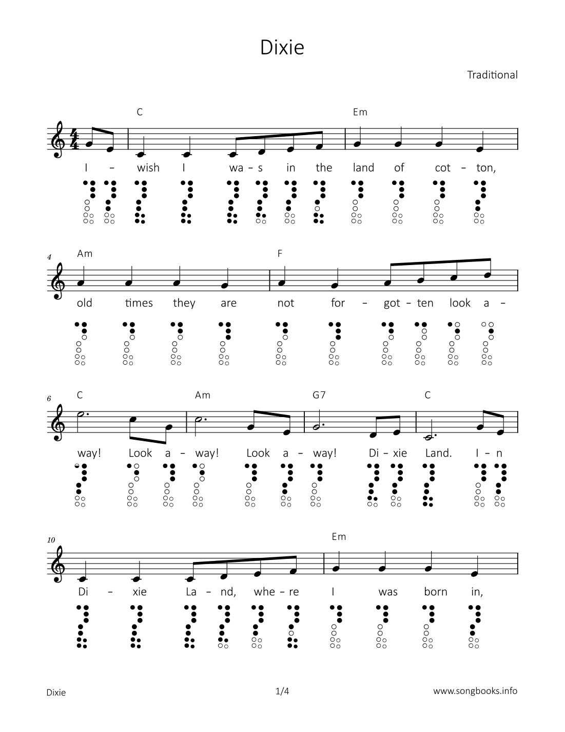 Dixie (arr. songbooks.info)