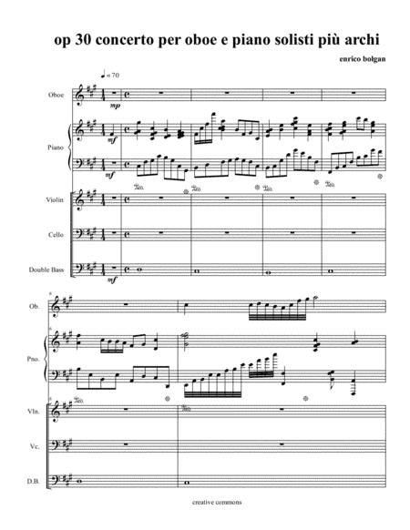 Op 30 concerto per pianoforte e Oboe solisti più archi