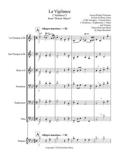 La Vigilance  (from "Heroic Music") (Bb) (Brass Choir - 2 Trp, 1 Hrn, 1 Trb, 1 Euph, 1 Tuba, Timp) (arr. Regis Bookshar)