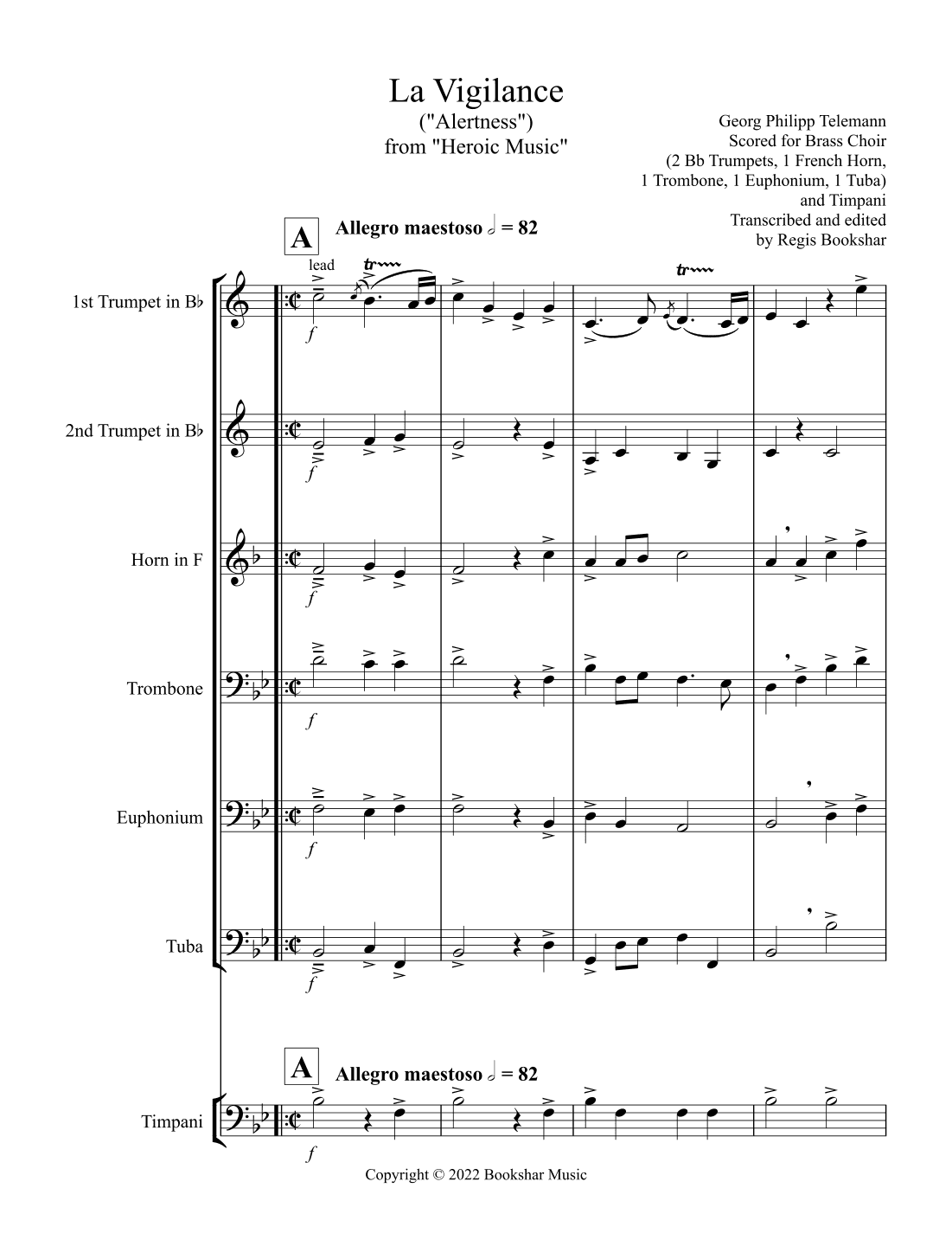 La Vigilance  (from "Heroic Music") (Bb) (Brass Choir - 2 Trp, 1 Hrn, 1 Trb, 1 Euph, 1 Tuba, Timp) (arr. Regis Bookshar)
