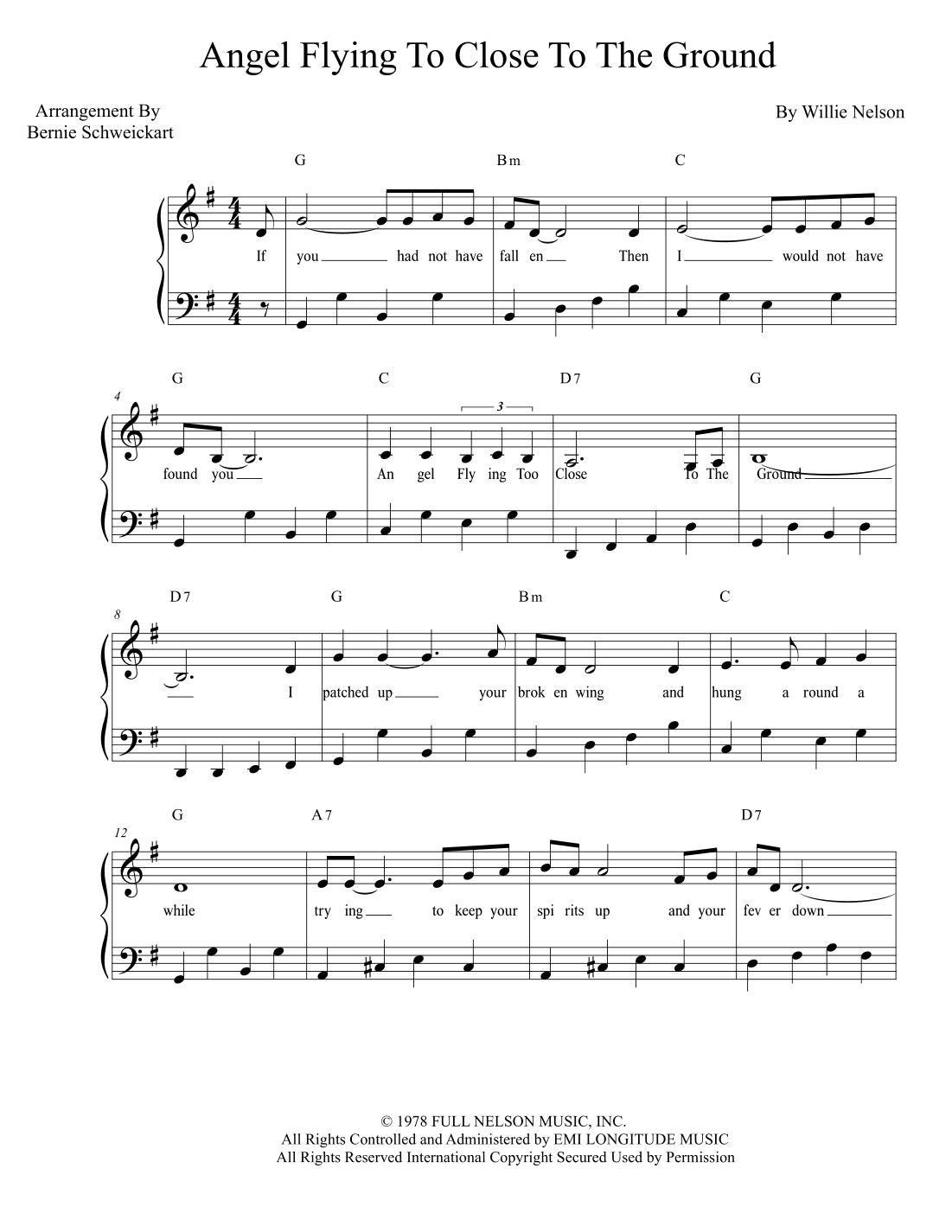 Angel Flying Too Close To The Ground (arr. Bernie Schweickart)
