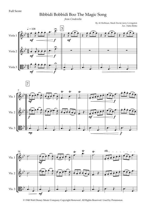 Bibbidi-bobbidi-boo (the Magic Song) (arr. Fabio Britto)