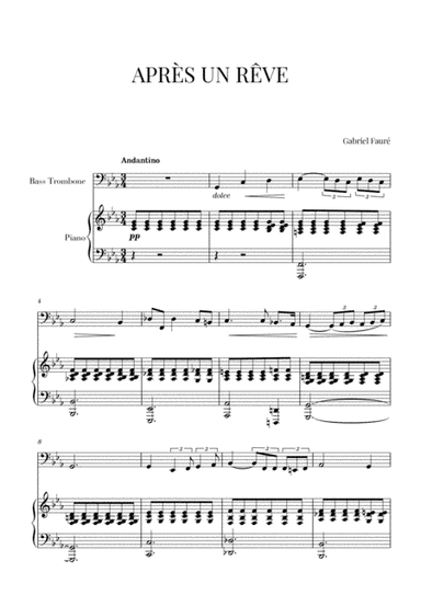 Fauré - Après un Rêve (for Bass Trombone and Piano) (arr. Cadenza Editions)