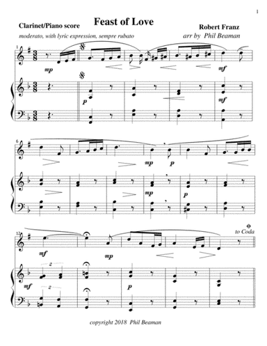 Feast of Love - Clarinet/Piano (arr. Phil Beaman)