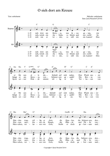 O, sieh dort am Kreuze (arr. Jurij Neudorf)