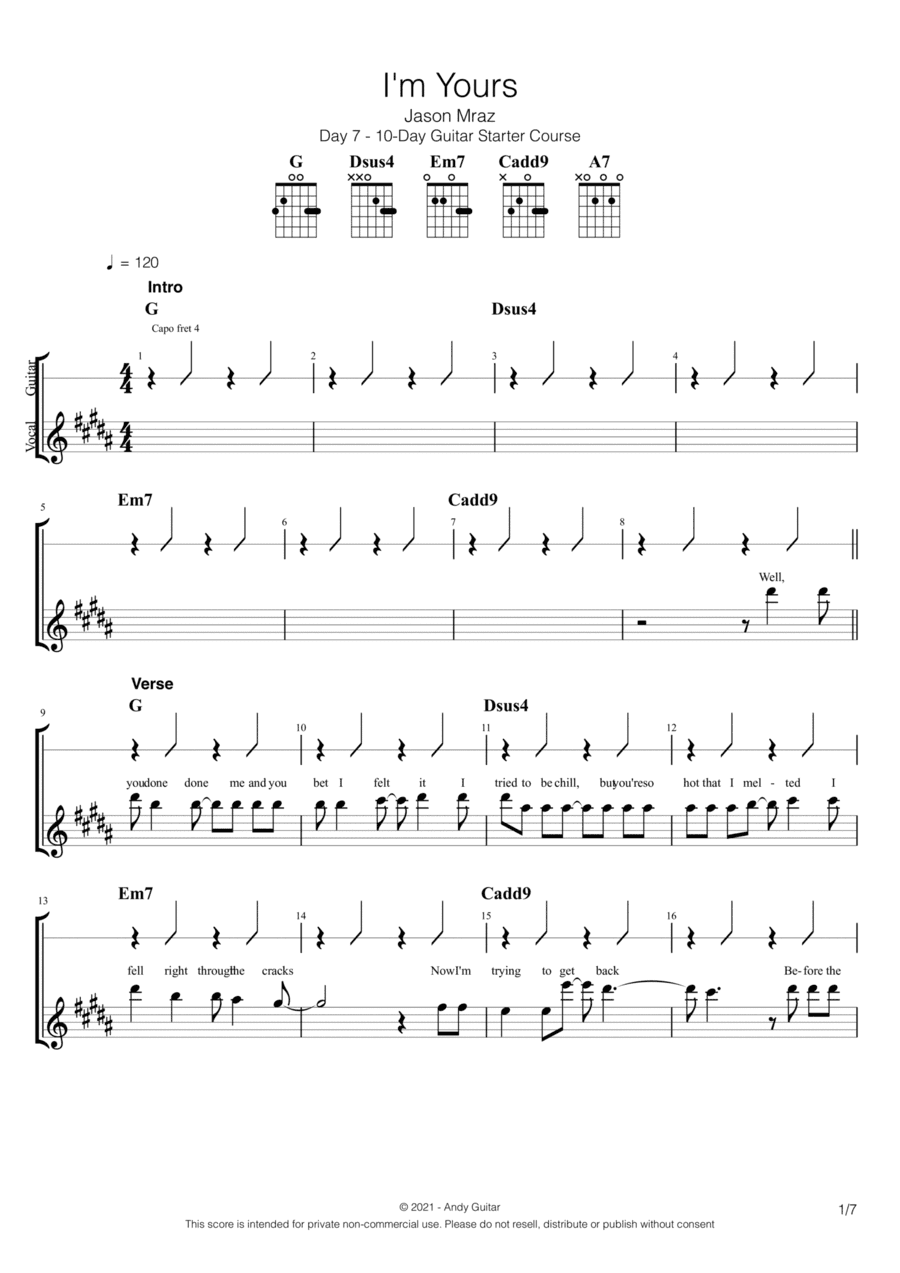 I'm Yours (arr. Andy Crowley)