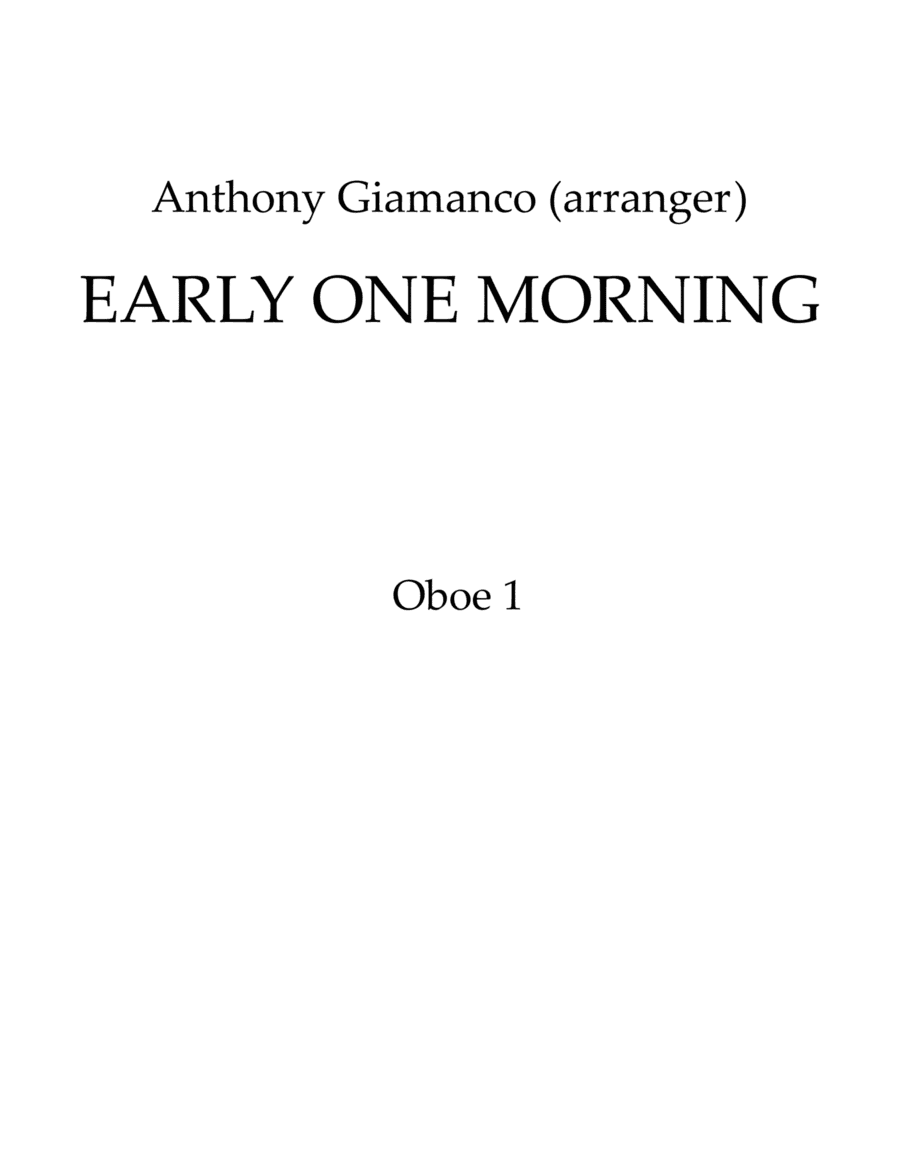 EARLY ONE MORNING - Full Orchestra (1st Oboe) (arr. Anthony Giamanco)