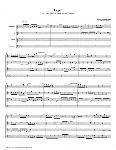 Fugue 07 from Well-Tempered Clavier, Book 1 (Brass Quartet) (arr. Richard Byrnes)