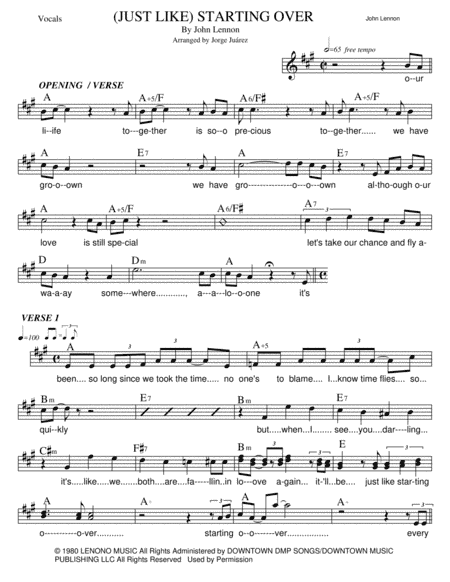 (just Like) Starting Over (arr. Jorge Juárez)