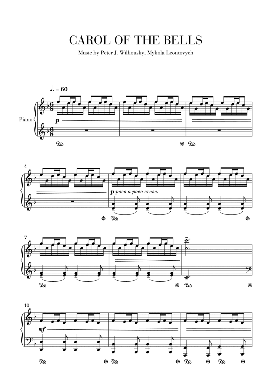 Carol of The Bells - Advanced Piano (arr. Cadenza Editions)