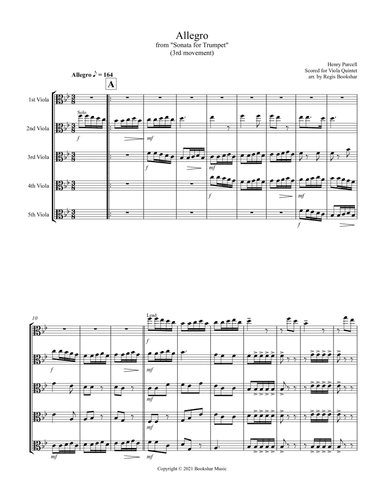 Allegro (from "Sonata for Trumpet") (Bb) (Viola Quintet) (arr. Regis Bookshar)
