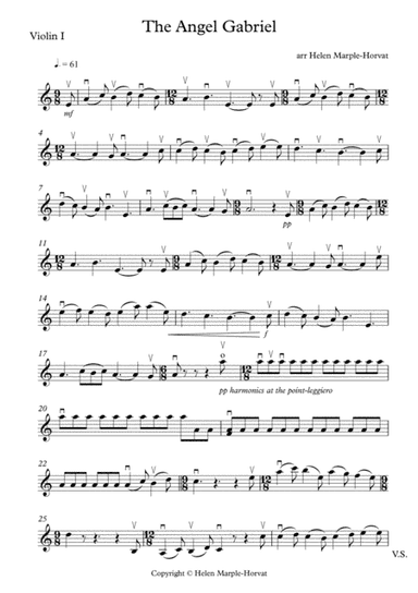 THE ANGEL GABRIEL for STRING QUARTET AND/OR STRING ORCHESTRA (arr. HELEN MARPLE-HORVAT)