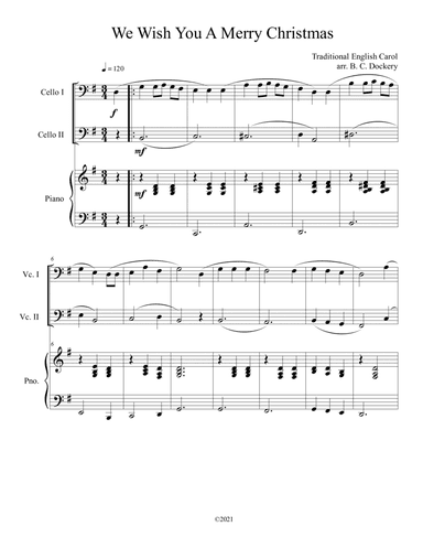 We Wish You A Merry Christmas (Cello Duet with Piano Accompaniment) (arr. B. C. Dockery)