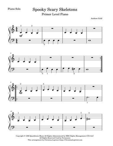 Spooky Scary Skeletons (arr. Christina Lopriore)