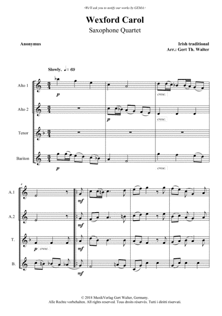 Wexford Carol (arr. Gert Th. Walter)