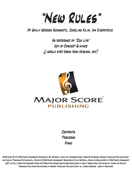 New Rules (arr. MAJOR SCORE PUBLISHING TM.)