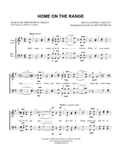 Home On The Range (arr. Jon Nicholas)
