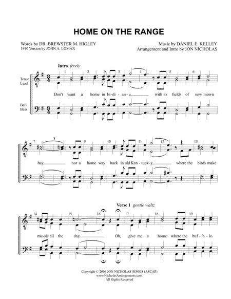Home On The Range (arr. Jon Nicholas)