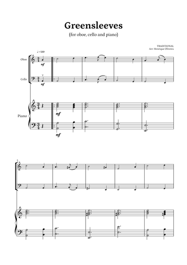 What Child Is This? (Greensleeves) - for oboe, cello and piano (arr. Henrique Oliveira)