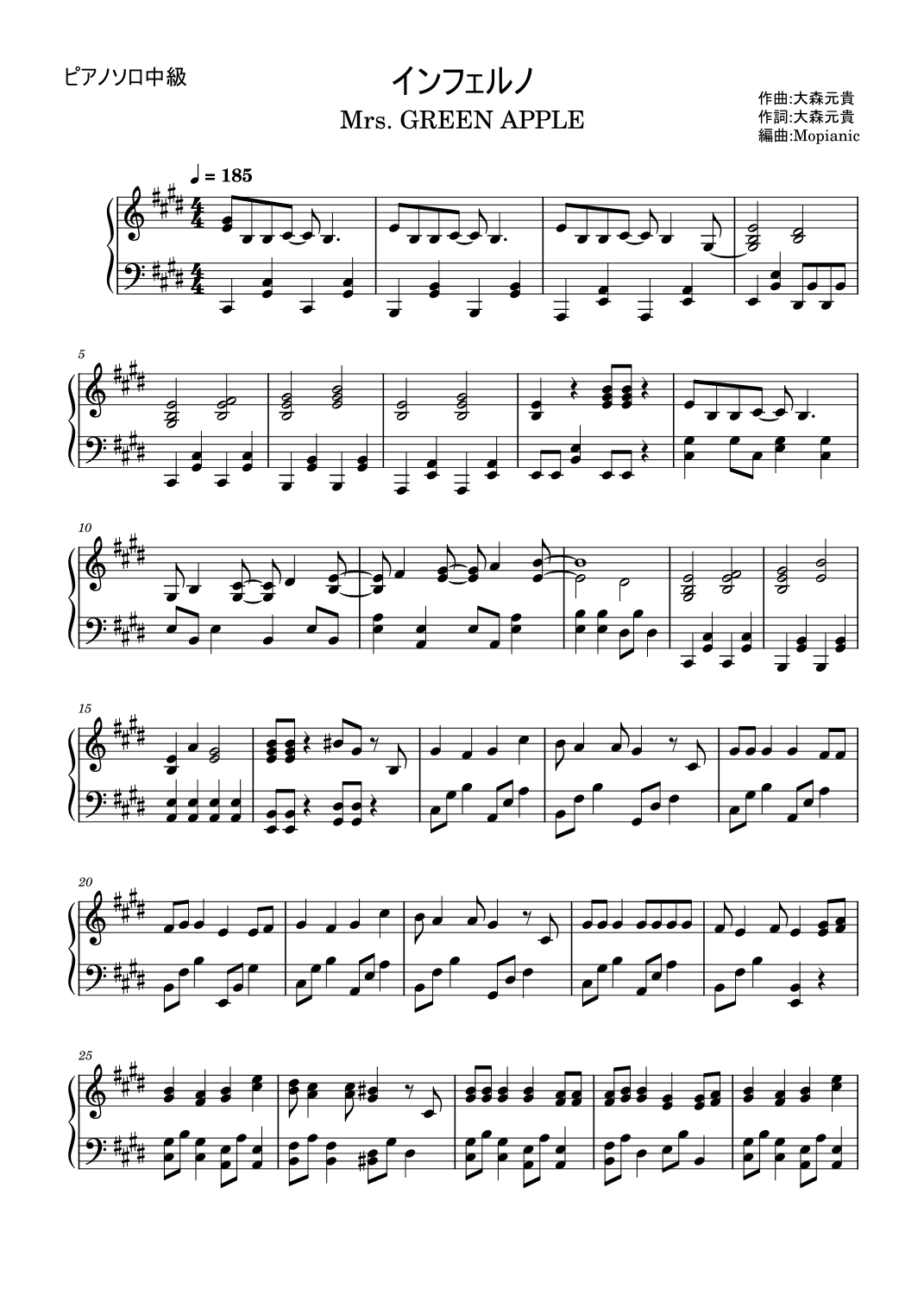 Inferno (arr. Mopianic)