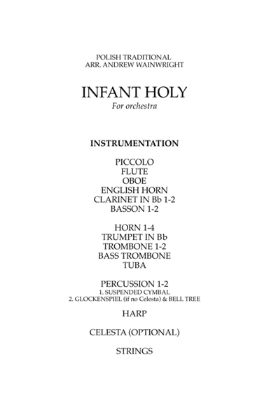 Infant Holy (arr. Andrew Wainwright)