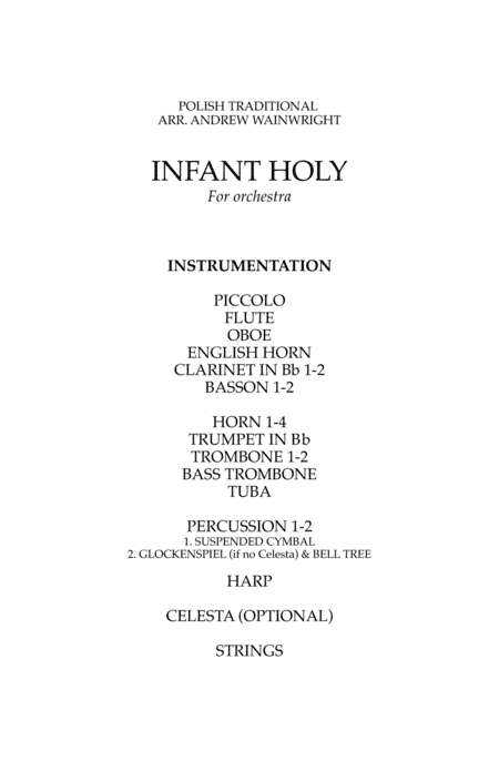 Infant Holy (arr. Andrew Wainwright)