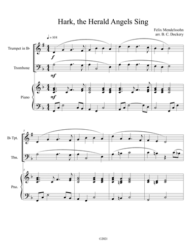 Hark, the Herald Angels Sing (Trumpet and Trombone Duet with Piano Accompaniment) (arr. B. C. Dockery)