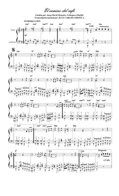 El camino del café. Cumbia por Jorge Monsalve Velásquez (Marfil) (arr. Juan Carlos Cortés A.)
