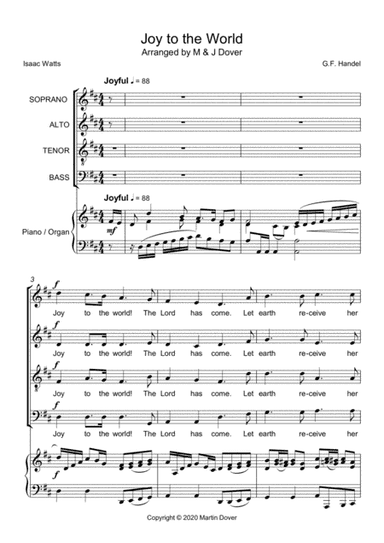 Joy to the World - SATB - Four Part Choir (arr. M & J Dover)