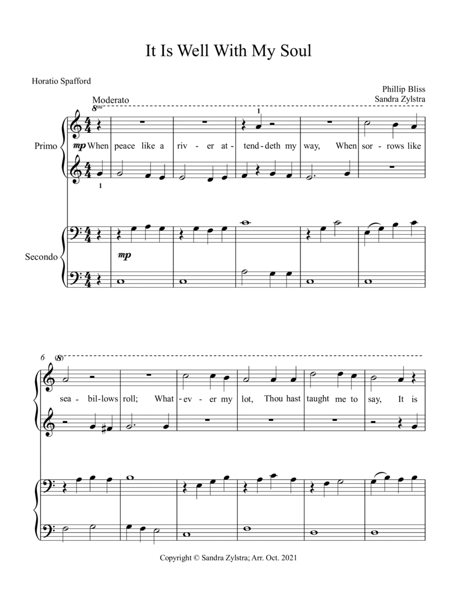 It Is Well With My Soul (beginning solo with optional elementary duet) (arr. Sandra Zylstra)