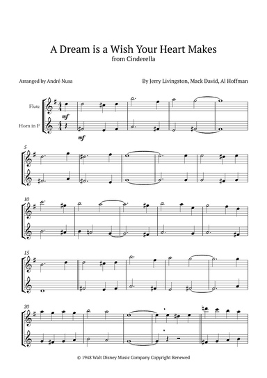 A Dream Is A Wish Your Heart Makes (arr. André Nusa)