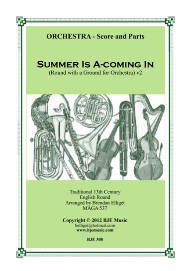 Summer Is A-coming In (Round with a Ground for Orchestra) Score and Parts PDF (arr. Brenda Elliget MAGA 537)