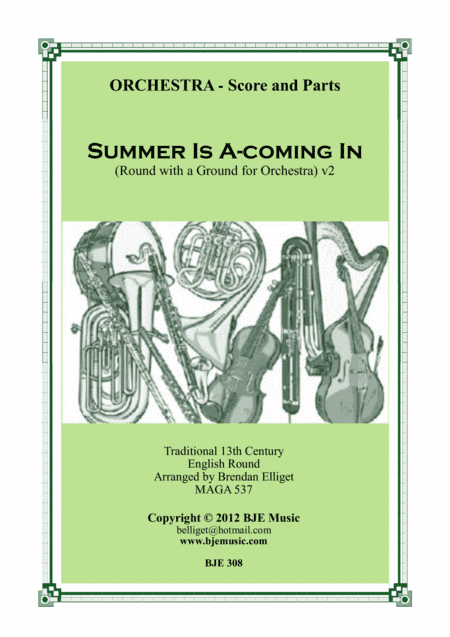 Summer Is A-coming In (Round with a Ground for Orchestra) Score and Parts PDF (arr. Brenda Elliget MAGA 537)