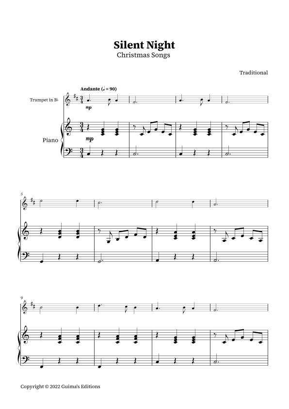 Silent Night (arr. Guima's Editions)