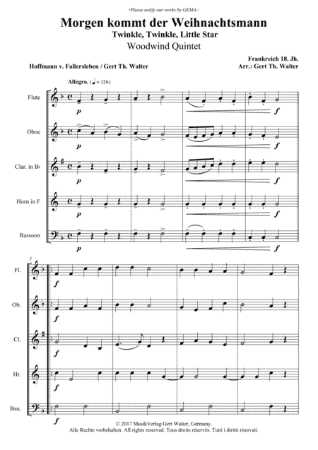 Twinkle, Twinkle, Little Star (arr. Gert Th. Walter)