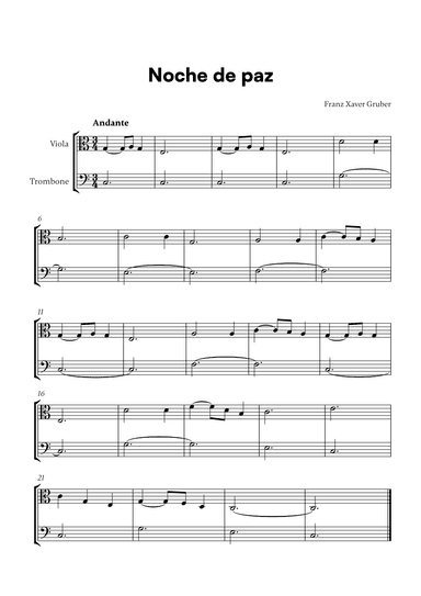 Noche de paz (for Viola and Trombone) (arr. Cadenza Editions)