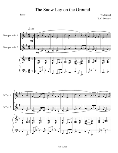 The Snow Lay on the Ground (Trumpet Duet with Piano Accompaniment) (arr. B. C. Dockery)