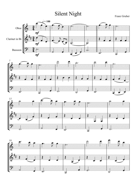 Franz Gruber - Silent Night (Oboe, Clarinet and Bassoon Trio) (arr. André Laitano)