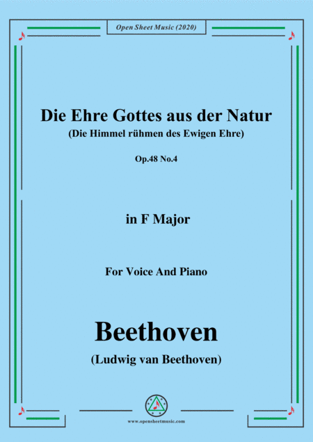 Beethoven-Die Ehre Gottes aus der Natur,in F Major,for Voice and Piano (arr. MSM)