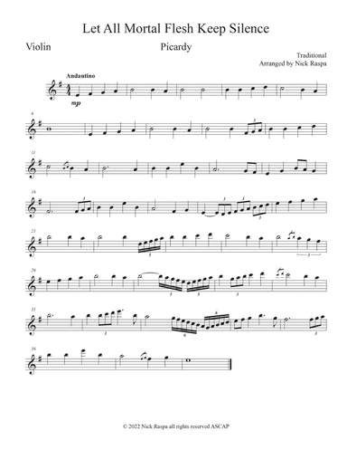 Let All Mortal Flesh Keep Silence (String Trio) Violin part (arr. Nick Raspa)