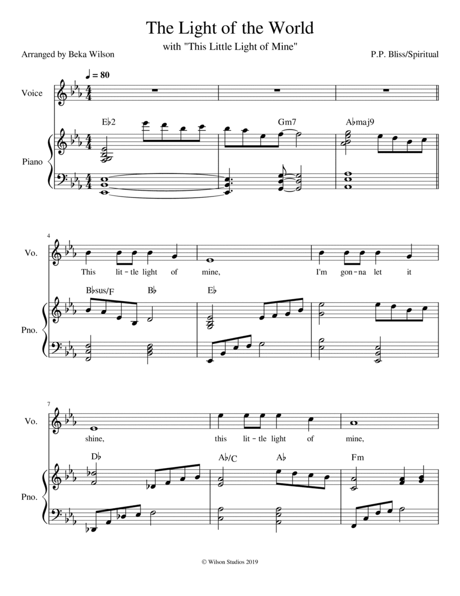 The Light of the World is Jesus/This Little Light of Mine--vocal solo (treble clef) (arr. Beka Wilson)
